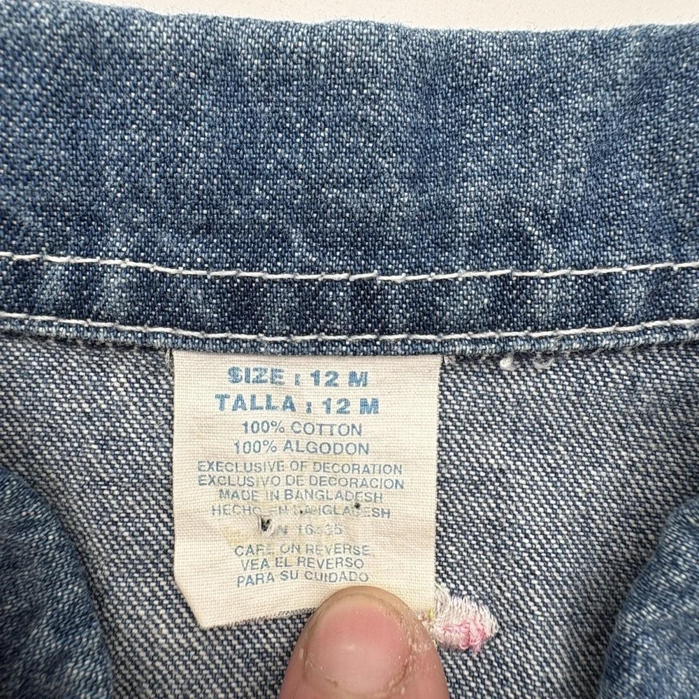 Silverwear Jeans Jacket Girls 12 Blue Denim Floral Embroidered Button Front